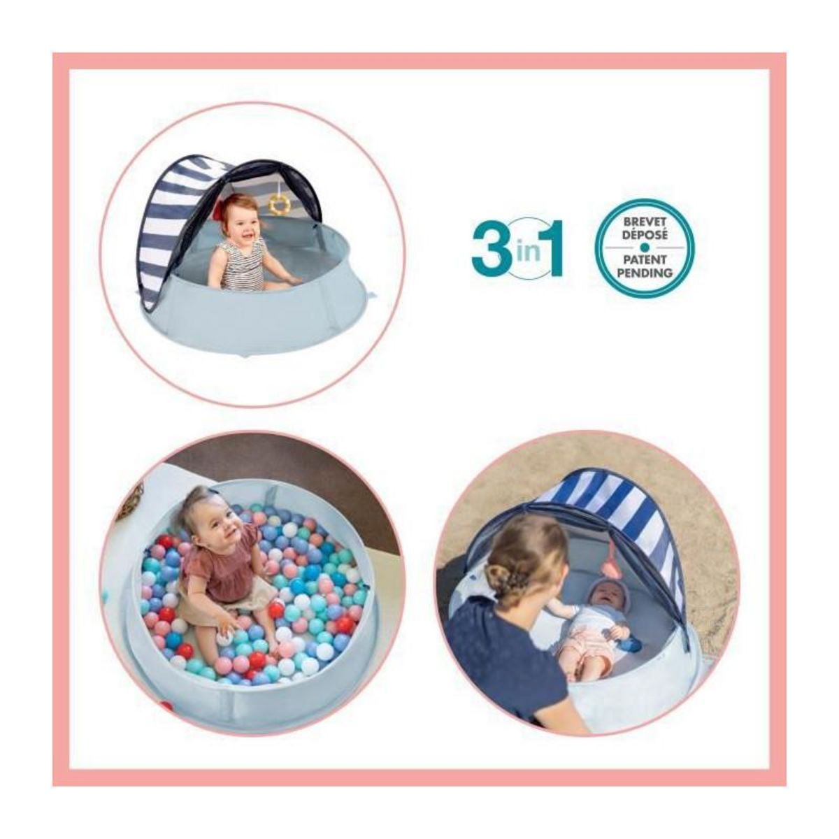 BABYMOOV Babymoov Aquani Mariniere, Aire de jeux anti-UV FPS 50+ 3 en 1