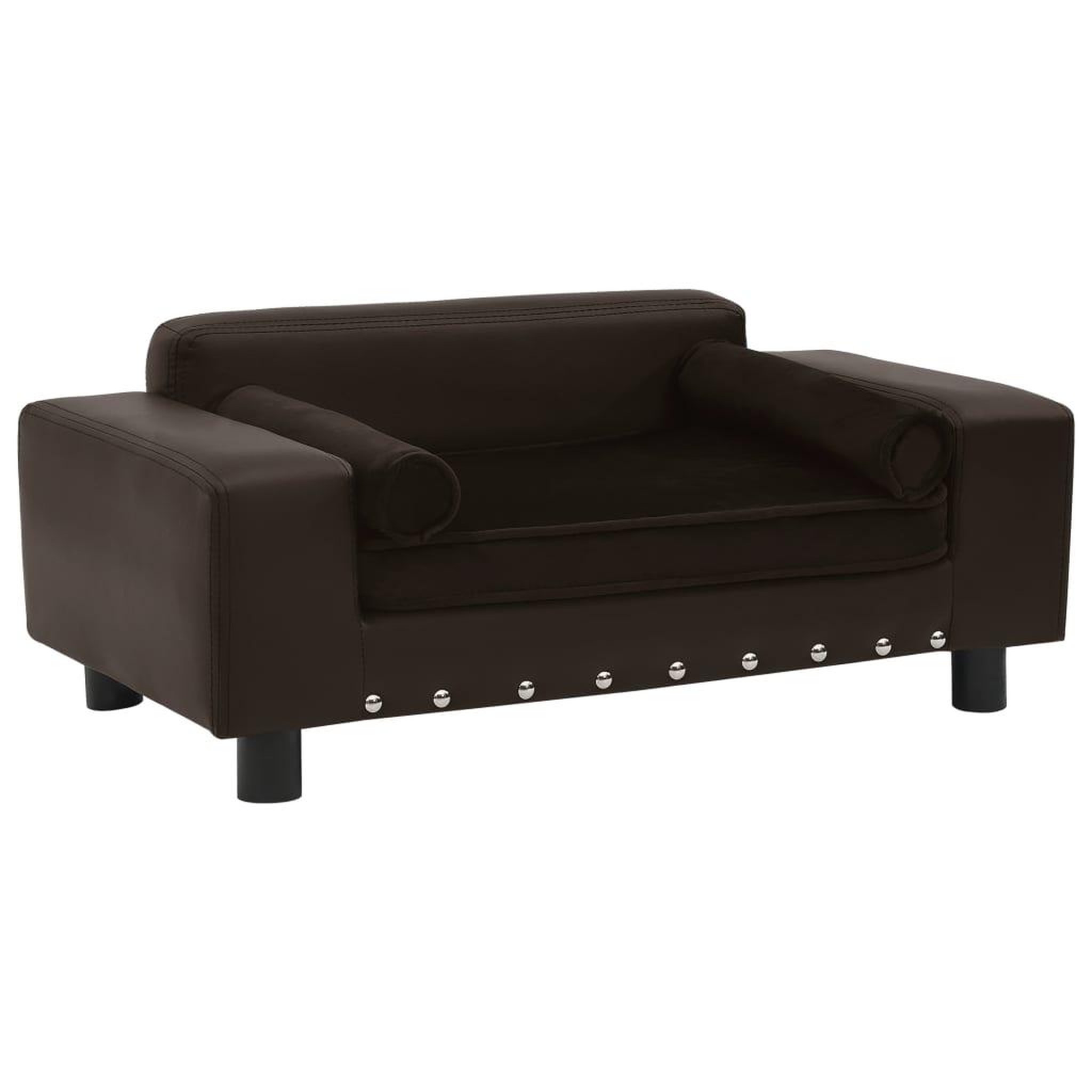 VIDAXL Canape pour chien Marron 81x43x31 cm Peluche et similicuir