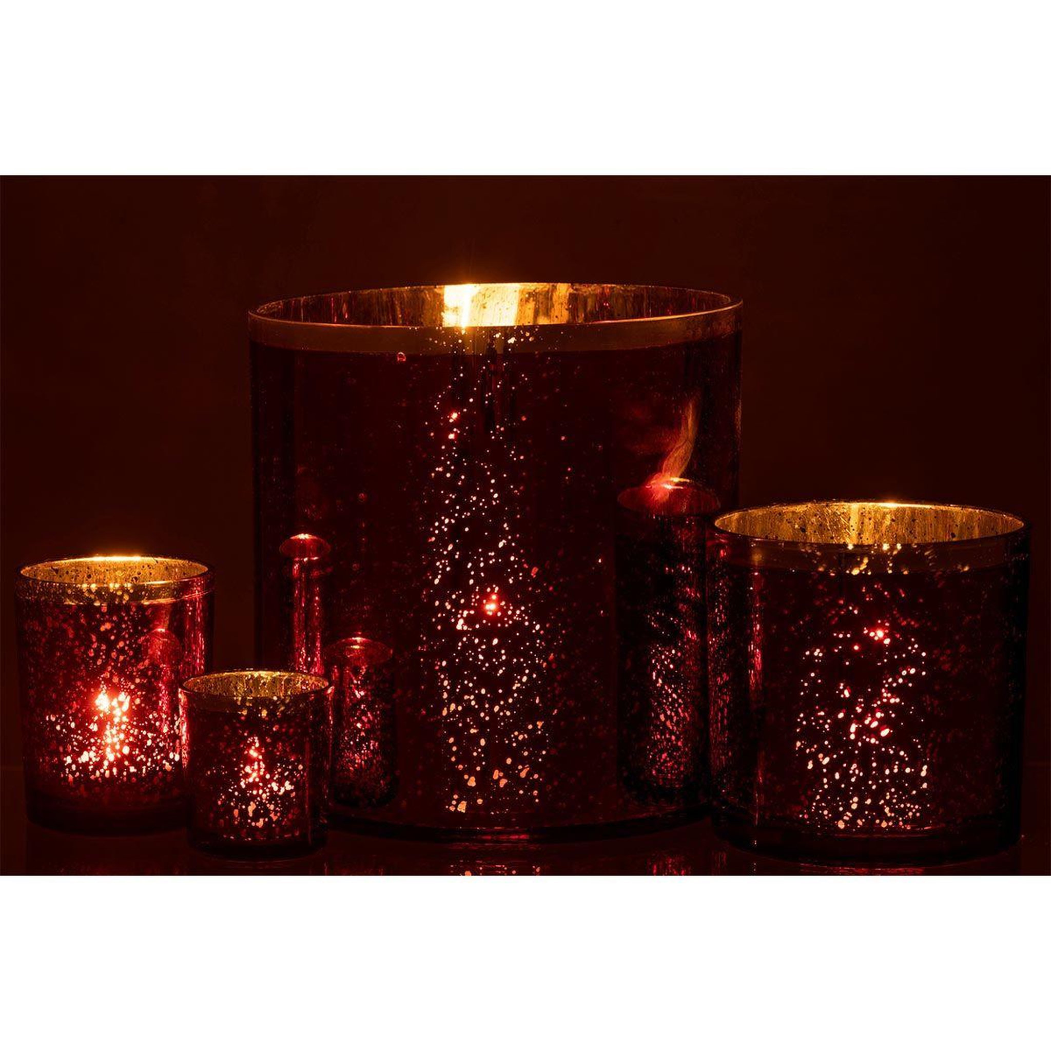 Voir la diapositive 6 : J-LINE Photophore Design en Verre  Robby  15cm Rouge