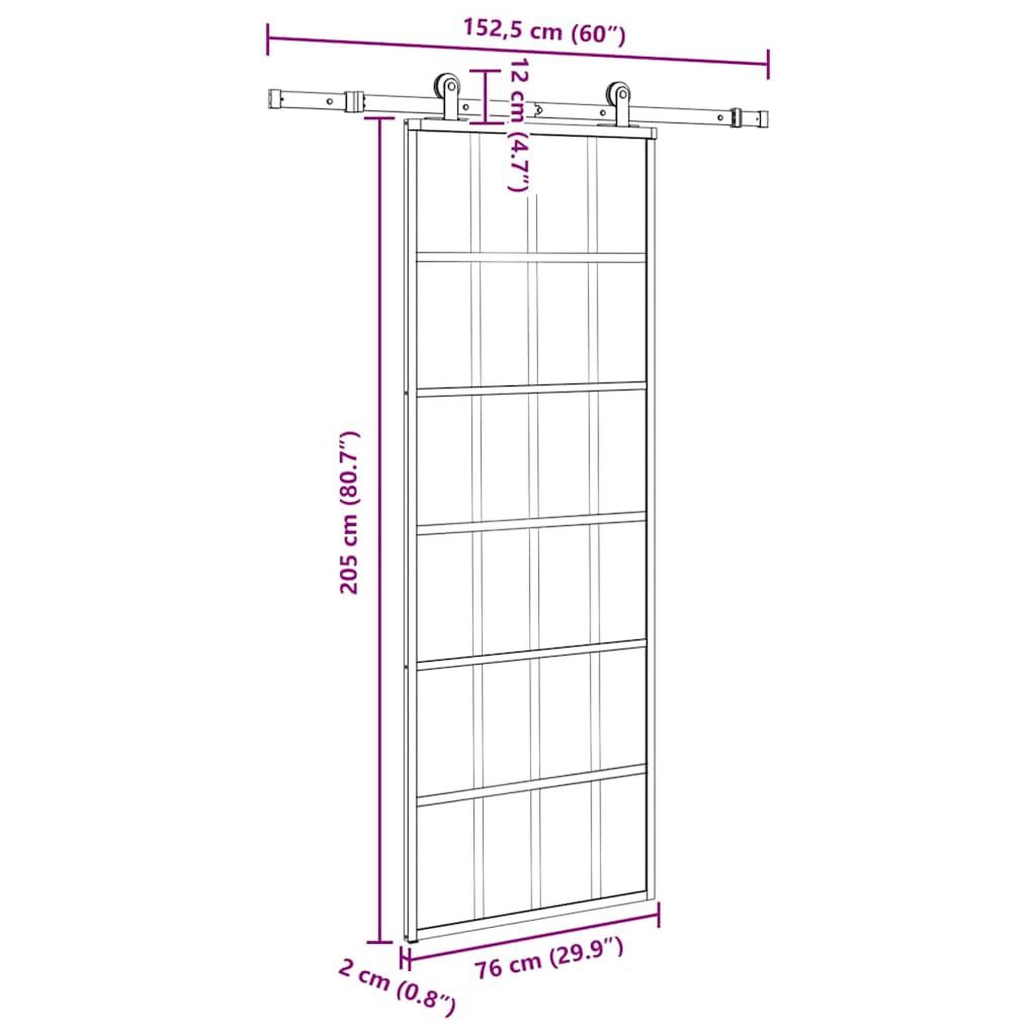 Voir la diapositive 6 : VIDAXL Porte coulissante avec kit de quincaillerie 76x205 cm Verre ESG