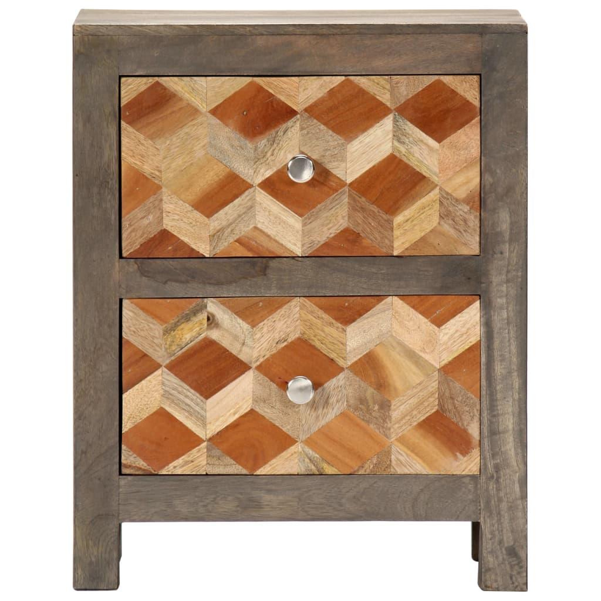 Voir la diapositive 2 : VIDAXL Table de chevet gris 40x30x50 cm bois de manguier massif