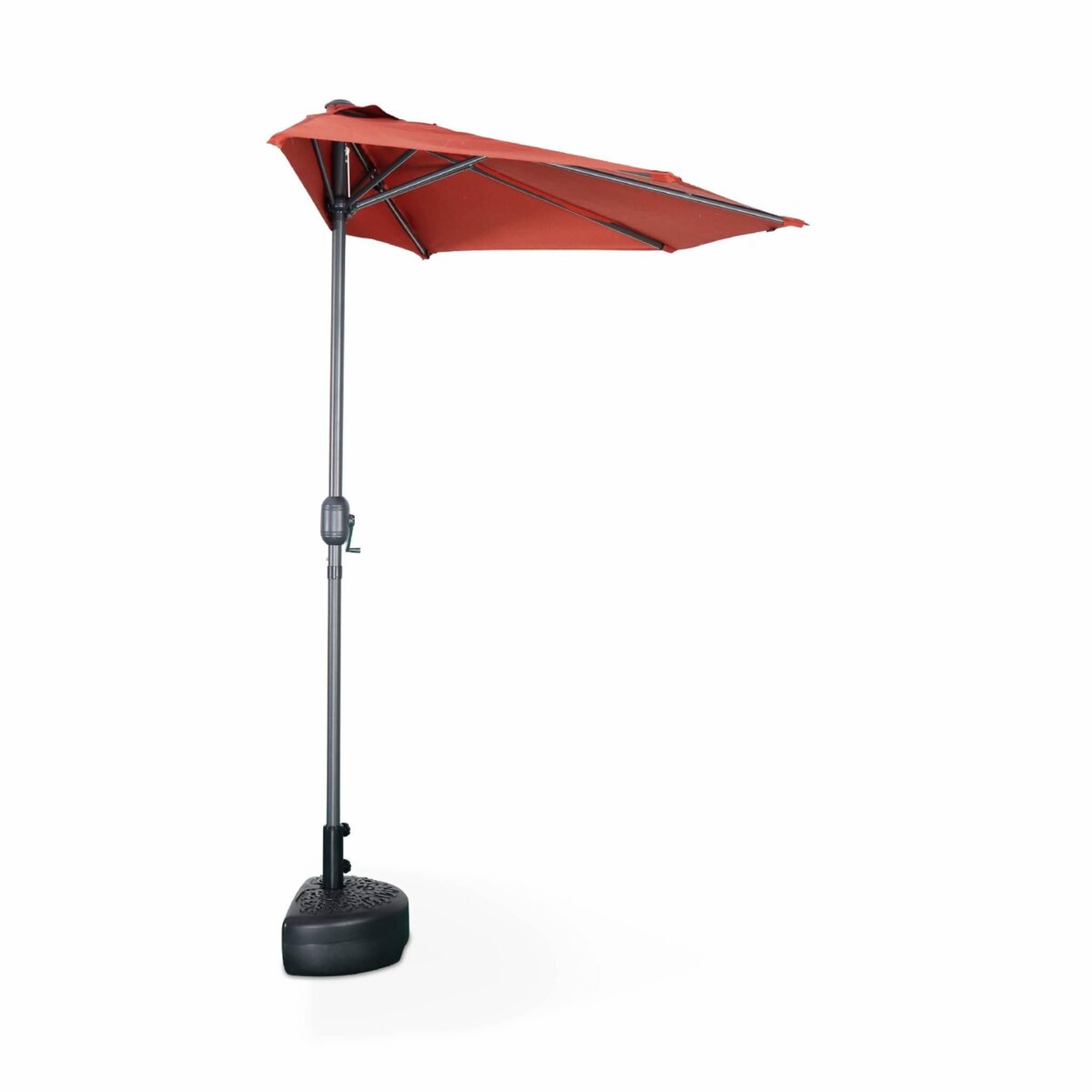 SWEEEK Parasol de balcon Ø250cm  – CALVI – Demi-parasol droit, mât central en aluminium avec manivelle d'ouverture