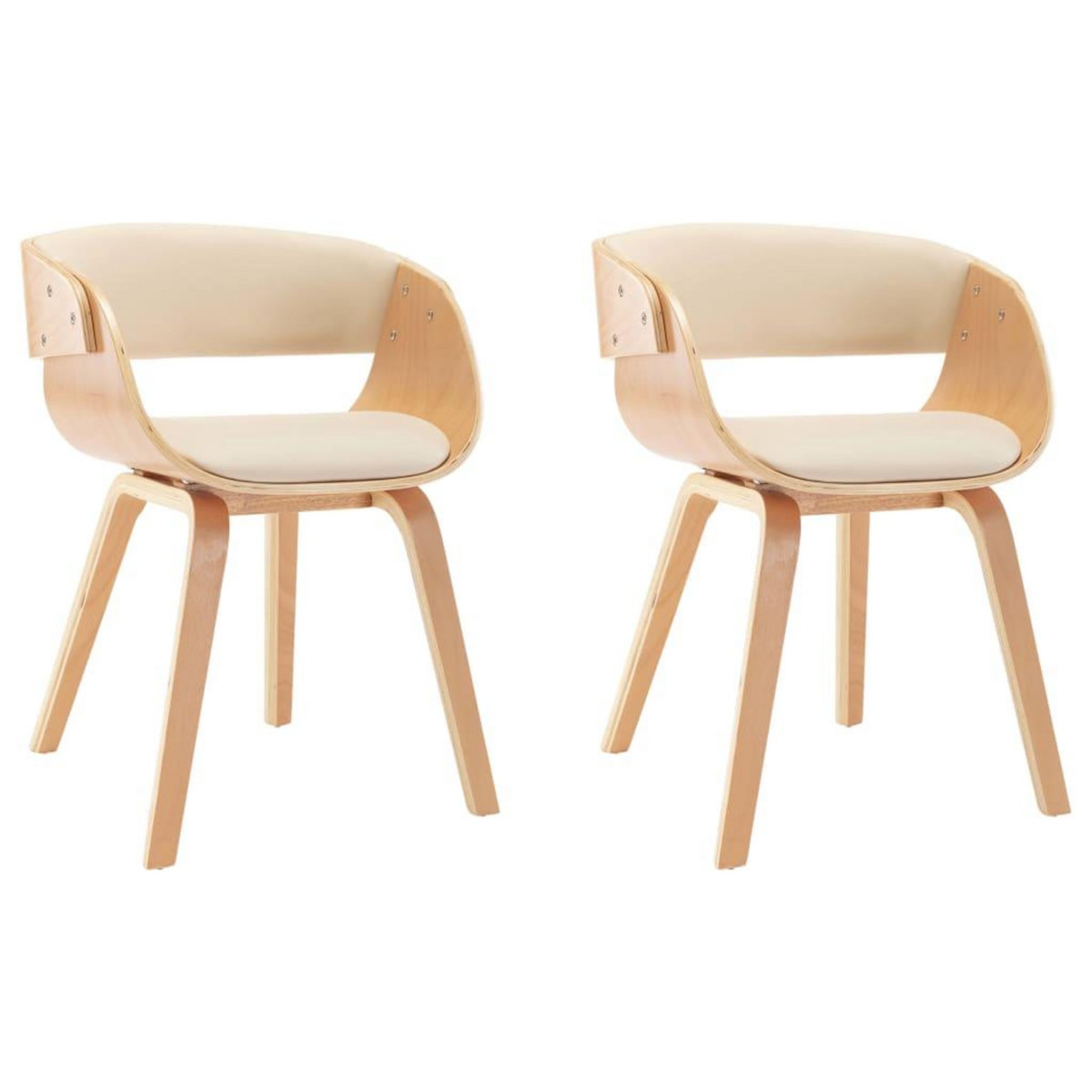 VIDAXL Chaises a manger lot de 2 creme bois courbe et similicuir