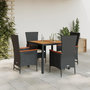 Voir la diapositive 1 : VIDAXL Ensemble a manger de jardin coussins 5pcs Noir Resine tressee