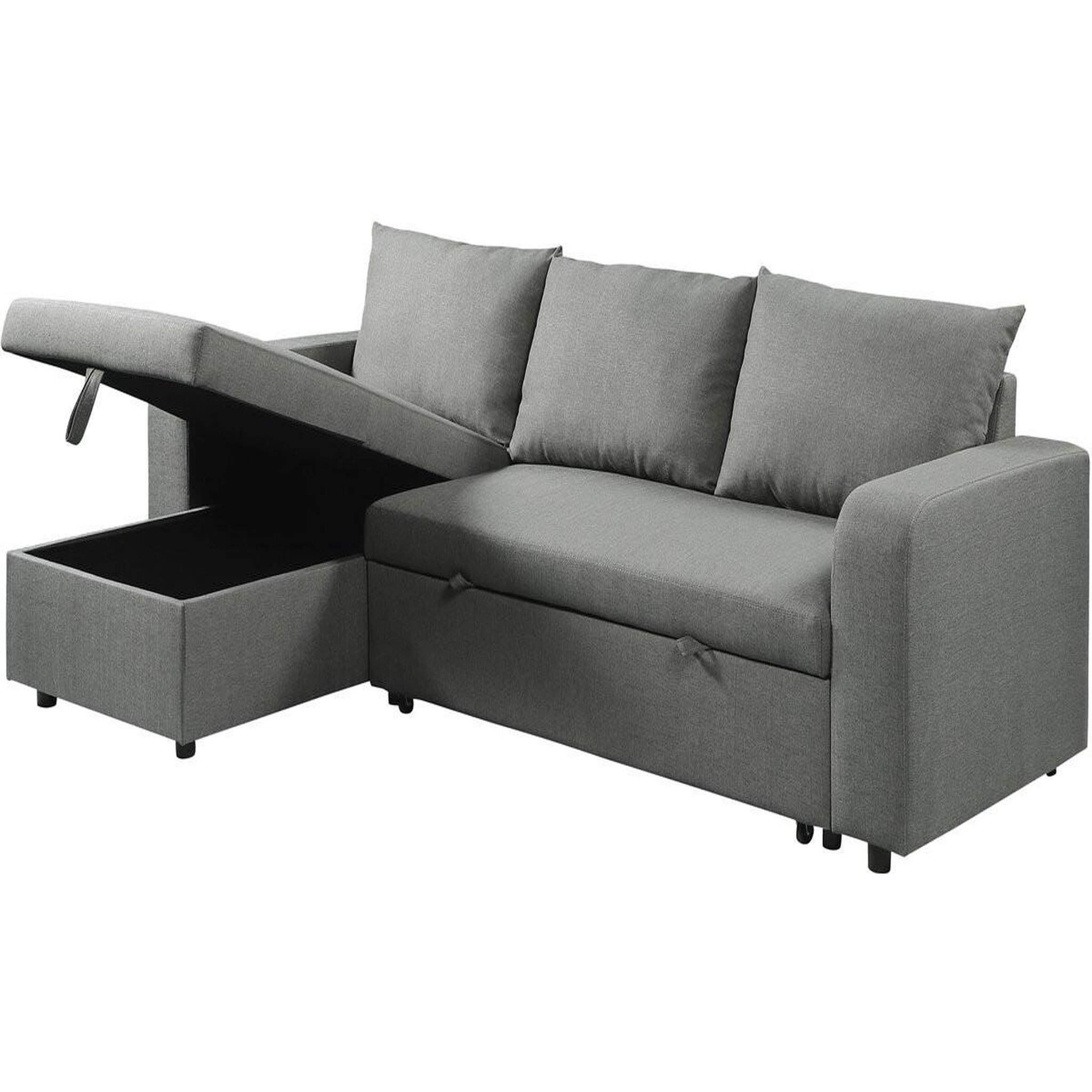 Voir la diapositive 4 : Habitat et Jardin Canapé d'angle réversible/convertible en tissu  victor  - 3 places - gris