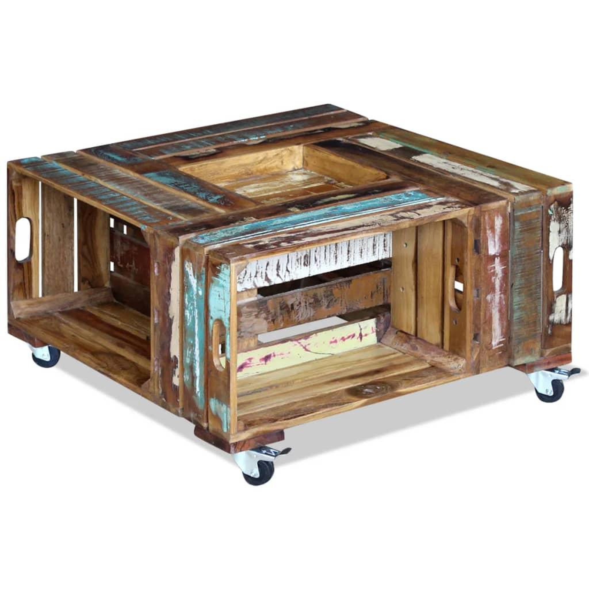 Voir la diapositive 2 : VIDAXL Table basse bois de recuperation massif 70x70x35 cm