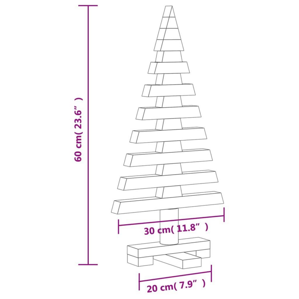 VIDAXL Arbre de Noël en bois pour decoration 60 cm bois massif de pin