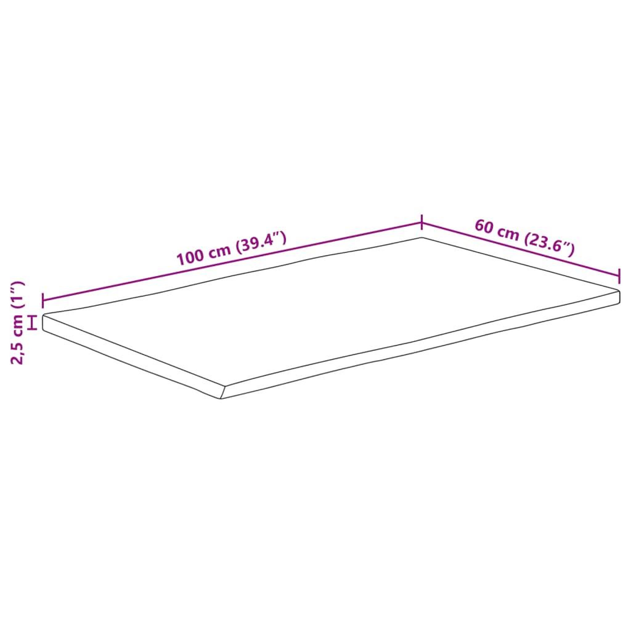 Voir la diapositive 6 : VIDAXL Dessus de table 100x60x2,5cm rectangulaire bois massif d'acacia