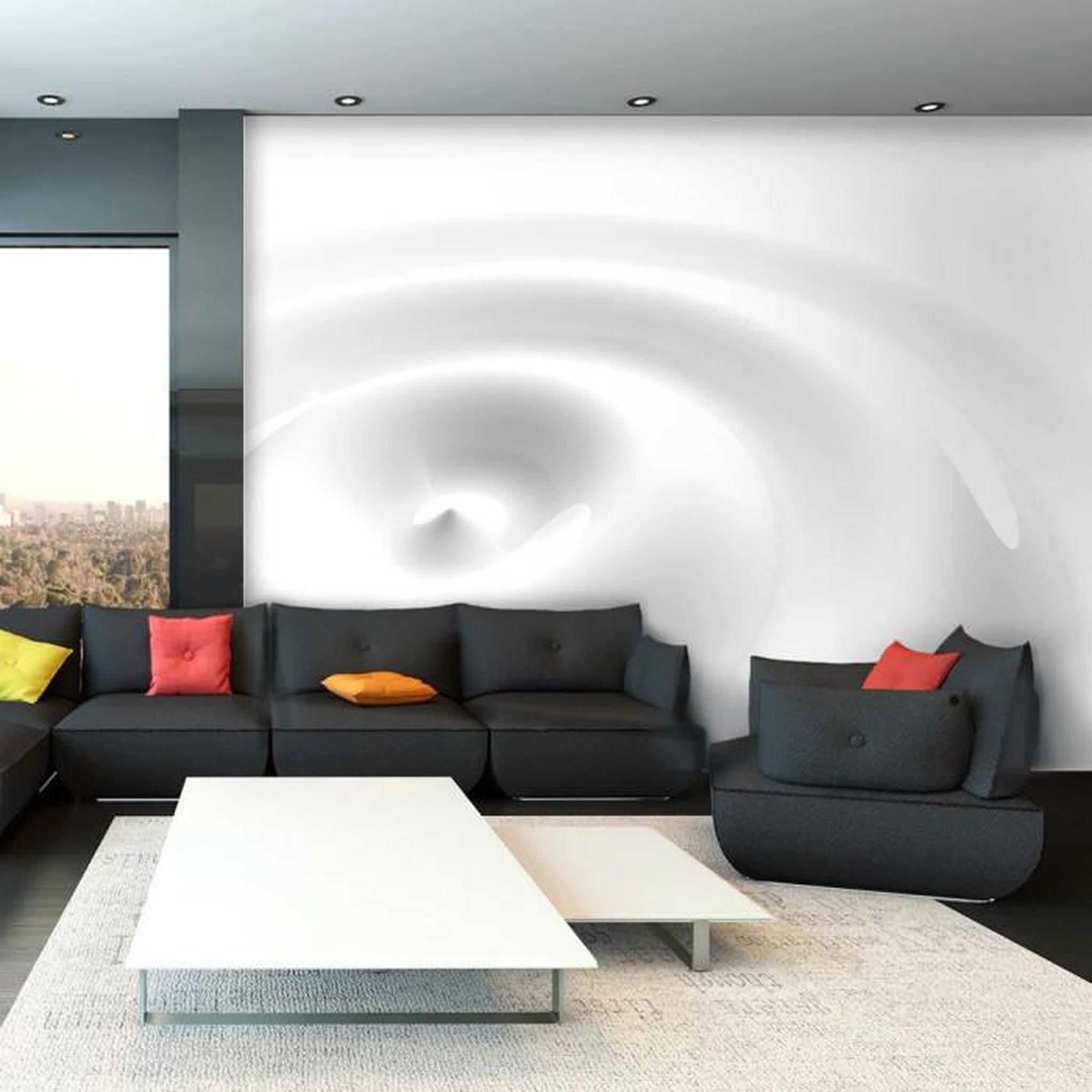 Paris Prix Papier Peint  White Swirl. Coloris disponibles : Multicolore