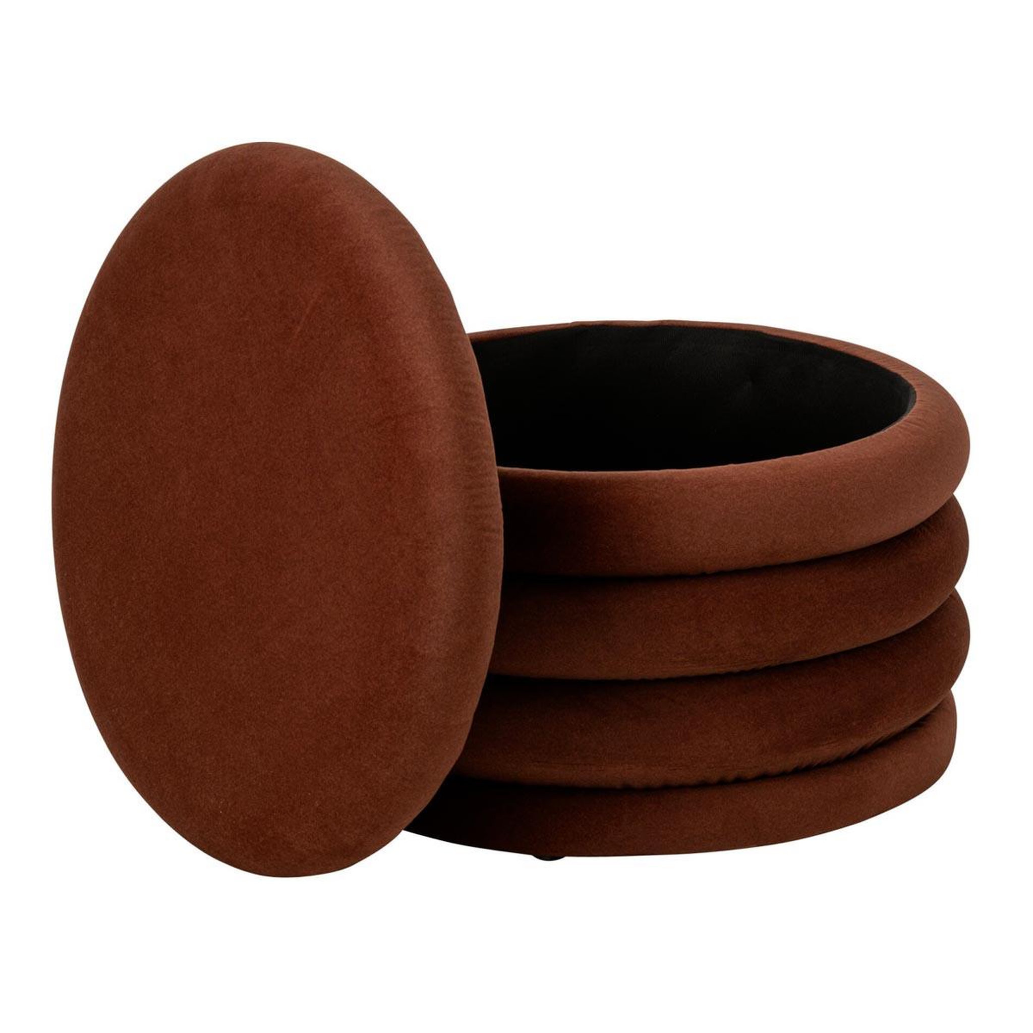 Voir la diapositive 2 : J-LINE Pouf coffre côtelé  mich  59cm rouille