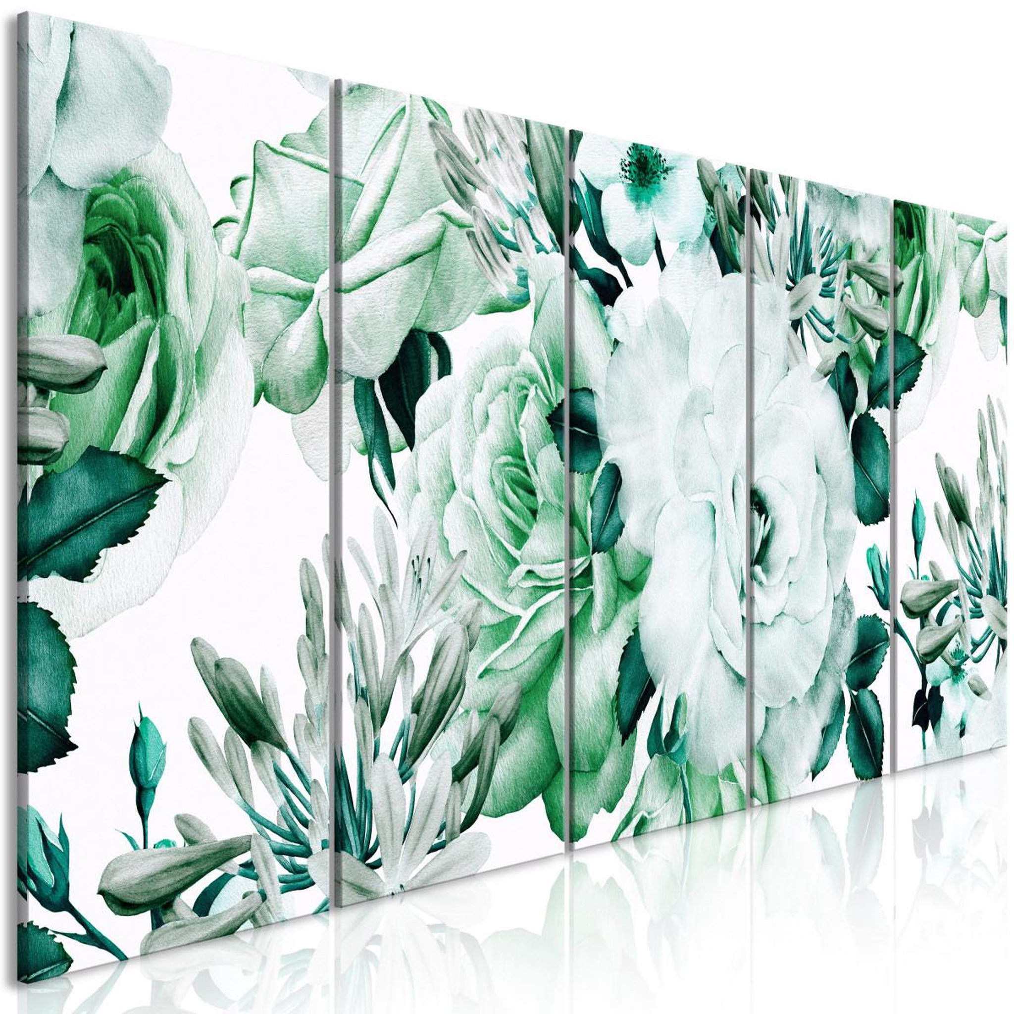 Voir la diapositive 1 : Paris Prix Tableau 5 panneaux  rose composition narrow green