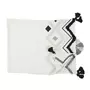 TOILINUX Jeté de canapé surpiqué avec Pompons - Longueur 130 cm x Largeur 170 cm - Noir, Blanc et Gris