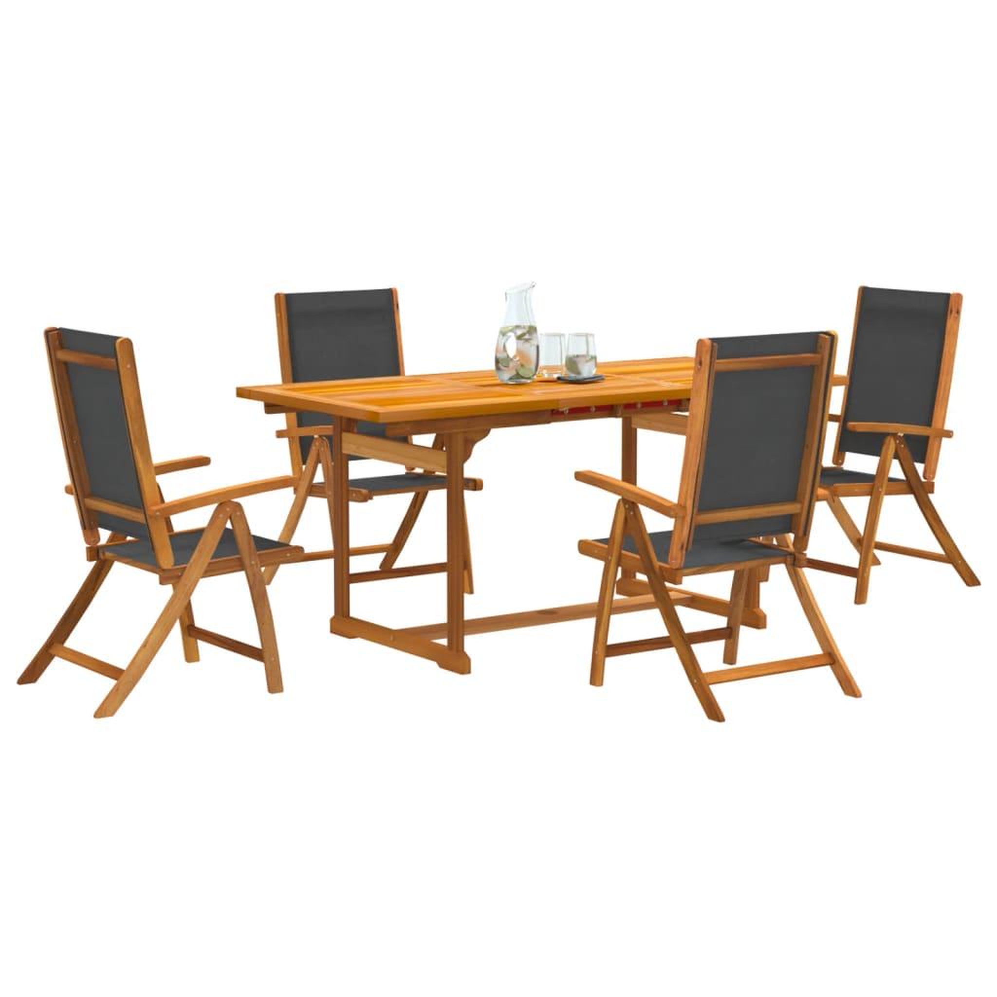 VIDAXL Ensemble a manger de jardin 5pcs bois d'acacia solide textilene