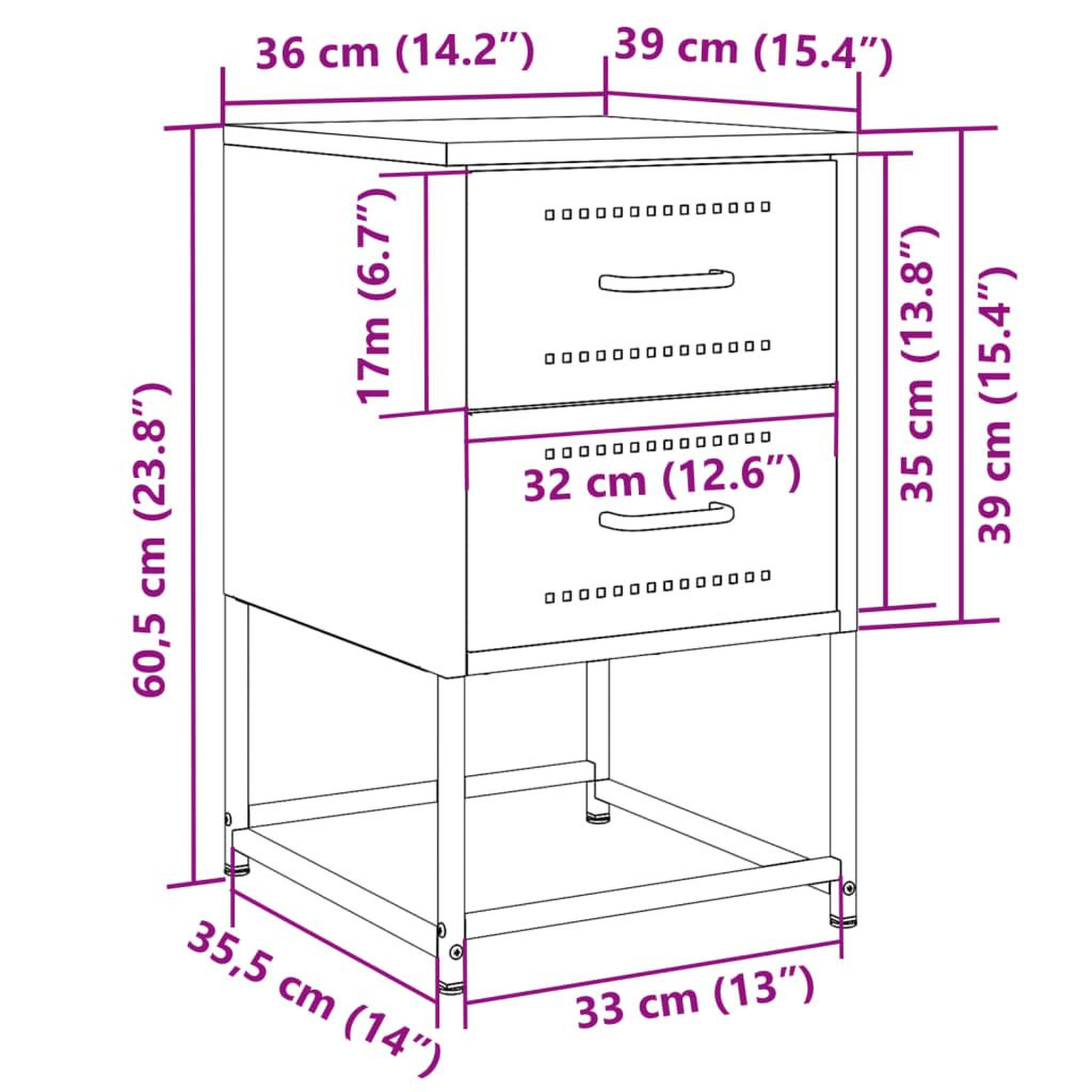 Voir la diapositive 6 : VIDAXL Tables de chevet 2 pcs vert olive 36x39x60,5 cm acier