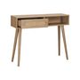 Voir la diapositive 6 : SWEEEK Console décor bois et cannage arrondi . Eva. 1 tiroir. 1 niche. pieds scandinaves. L 100 x l 29 x H 81cm