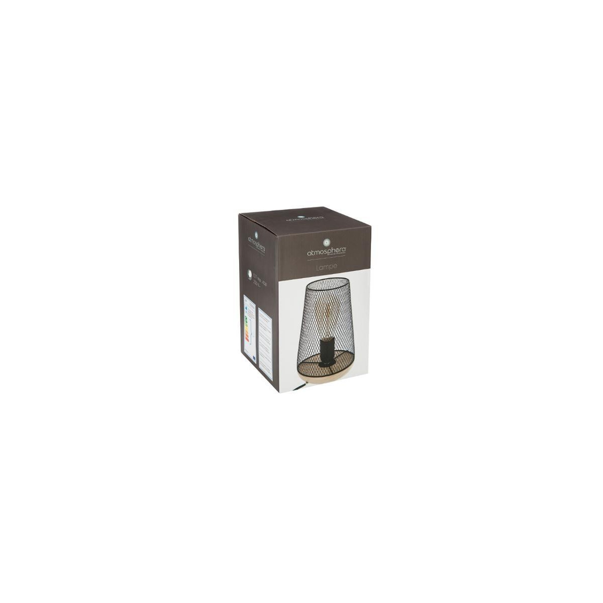 Voir la diapositive 5 : ATMOSPHERA Lampe en métal & bois  industriel  23cm noir