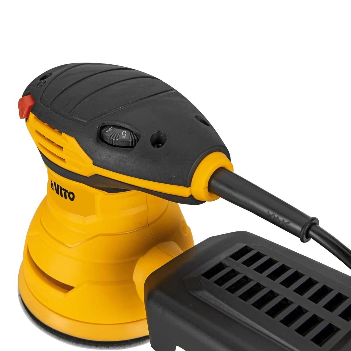 VITO Pro-Power Ponceuse Excentrique Orbitale 300W- 125mm Bois Métal PVC Récupérateur Poussières 230V VITO