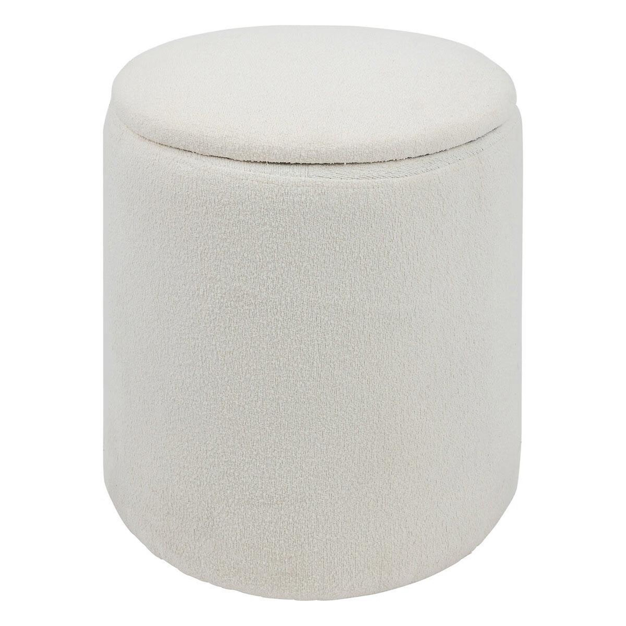 ATMOSPHERA Pouf coffre bouclette  kaydi  37cm blanc