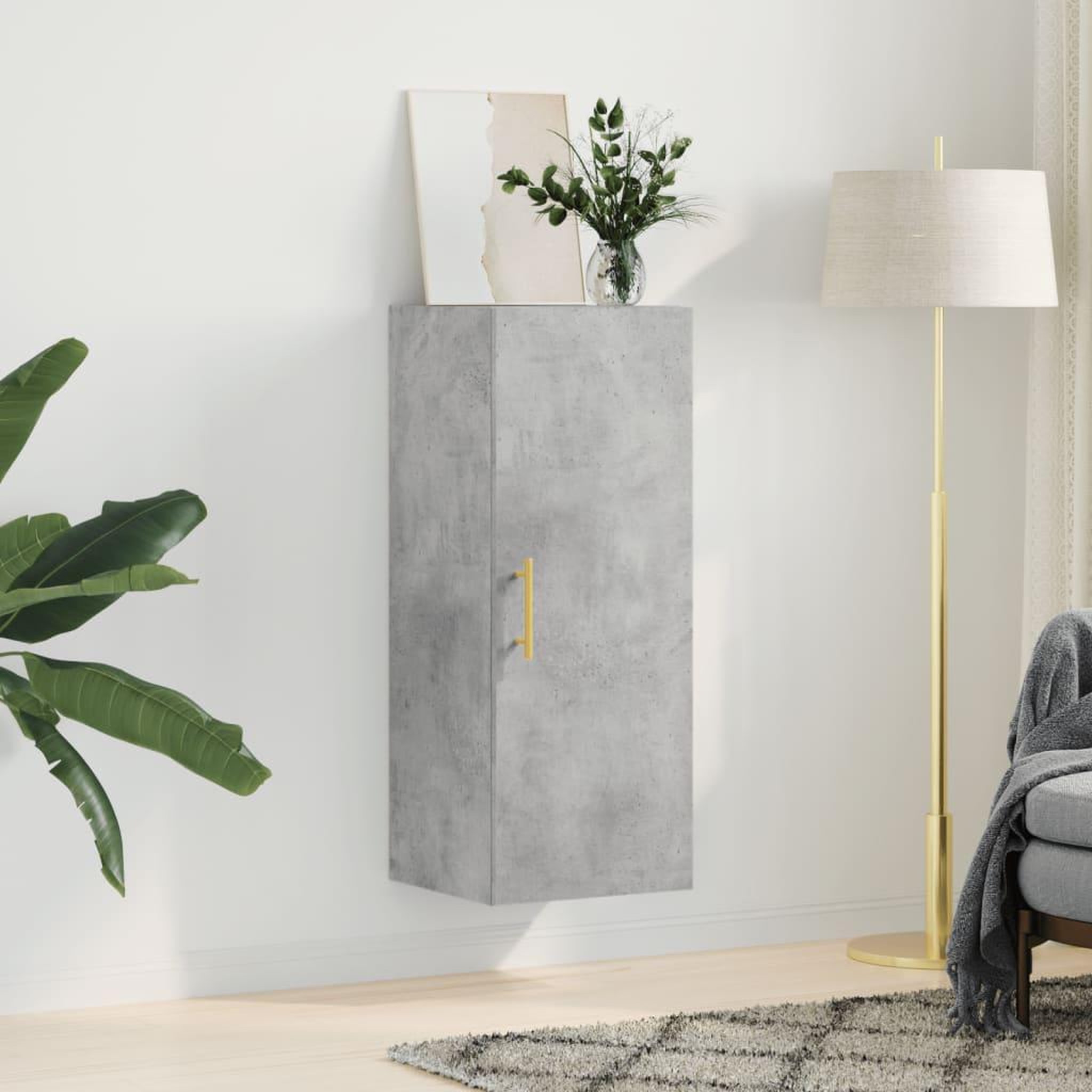 Voir la diapositive 3 : VIDAXL Armoire murale gris beton 34,5x34x90 cm