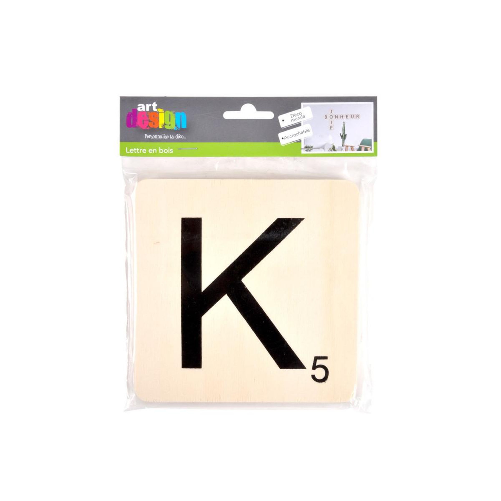 Voir la diapositive 2 : HOMEA Décoration Murale en Bois  Lettre K  15x15cm Naturel