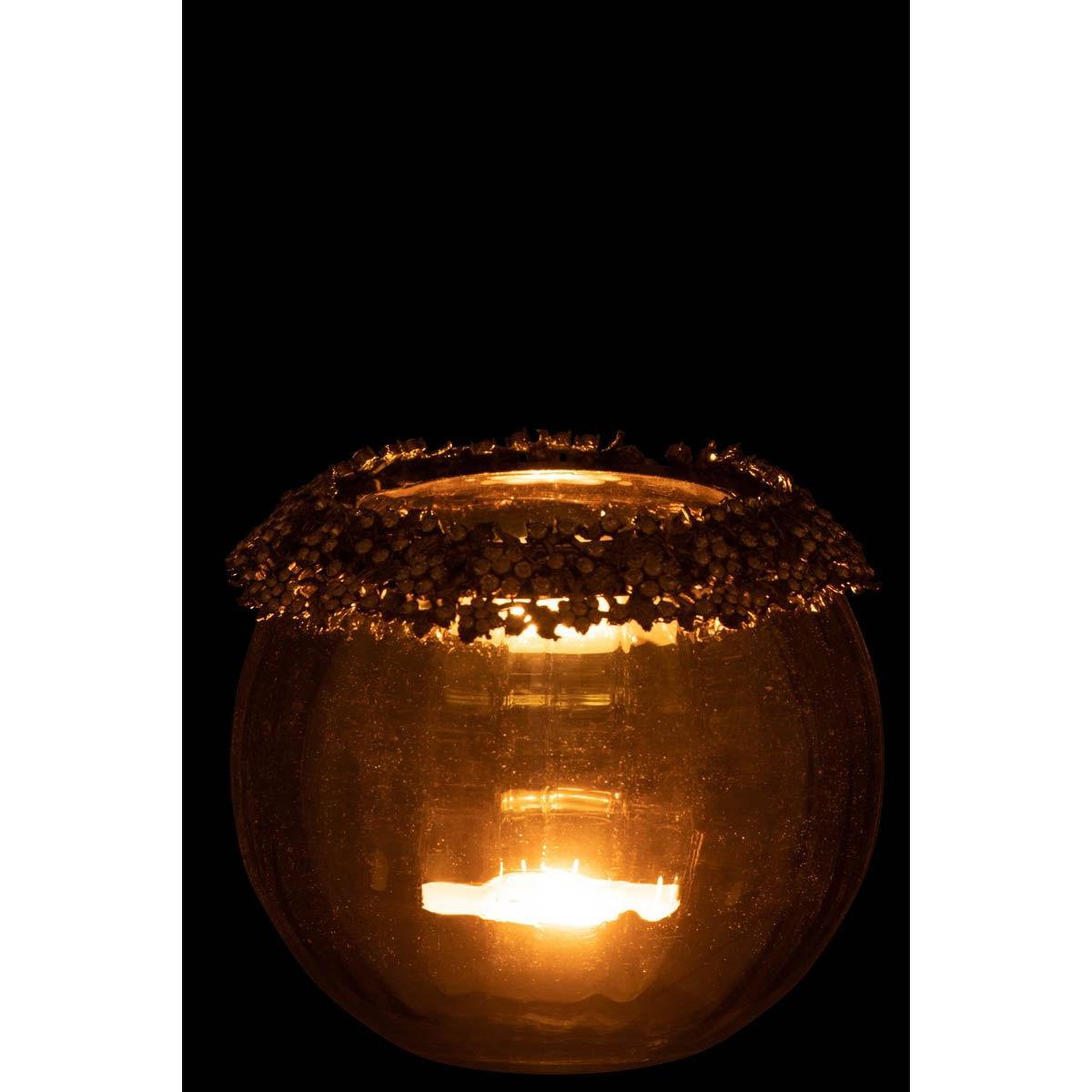 Voir la diapositive 3 : J-LINE Photophore en Verre Design  Vallee  14cm Bronze