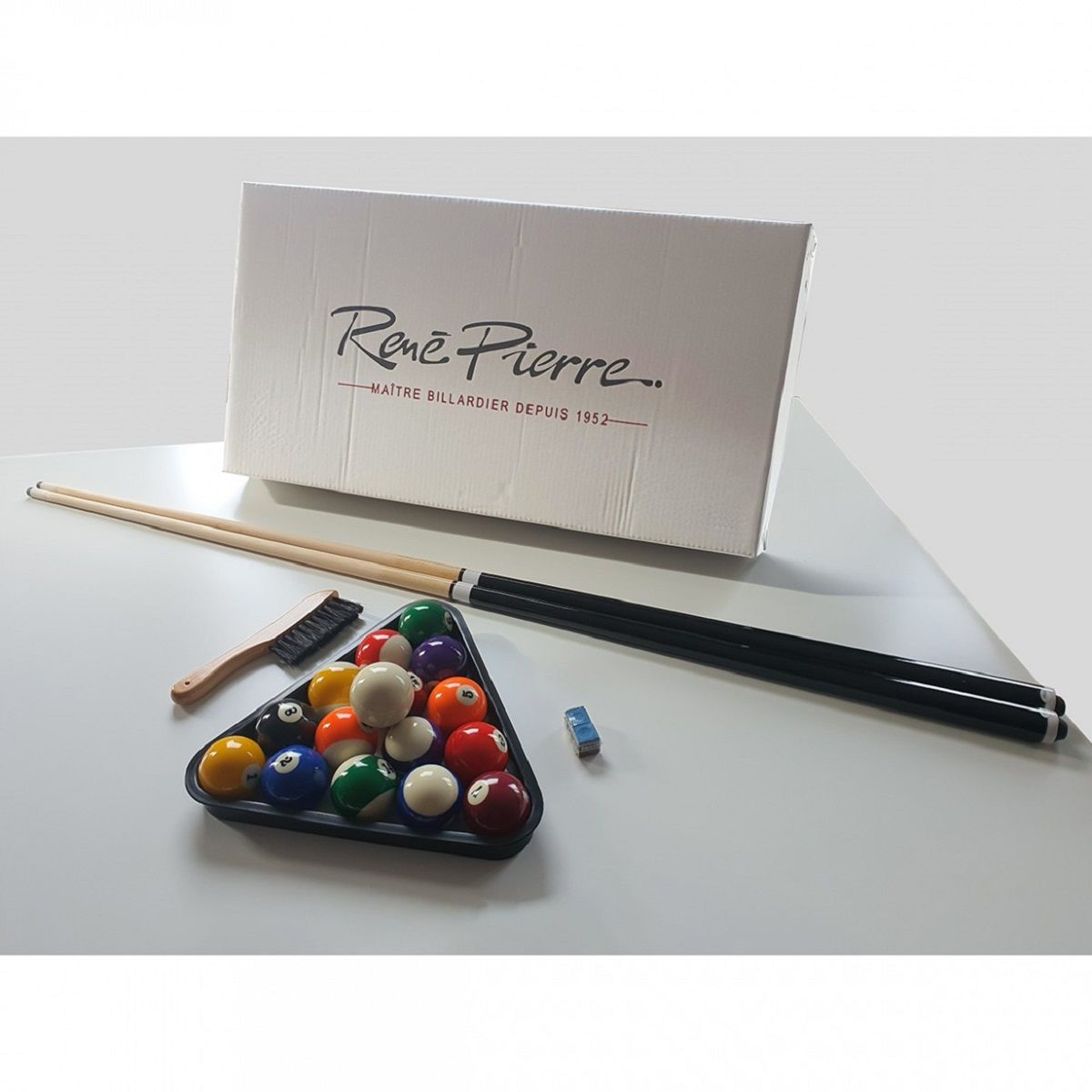 RENE PIERRE Table de billard STEEL Oslo pieds blanc drapé rouge 