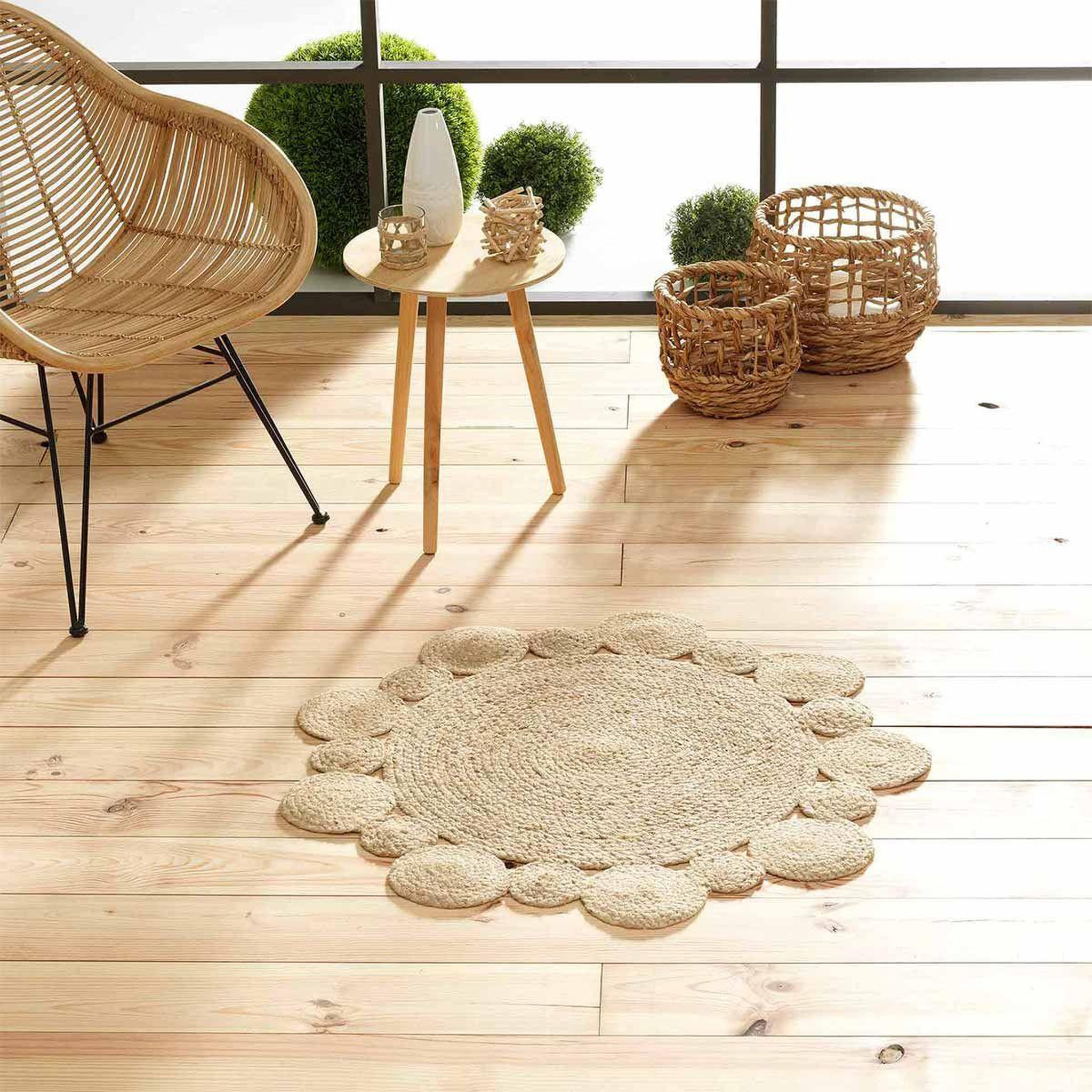 Voir la diapositive 5 : Douceur d'Intérieur Tapis déco rond en jute  cordou  90cm naturel