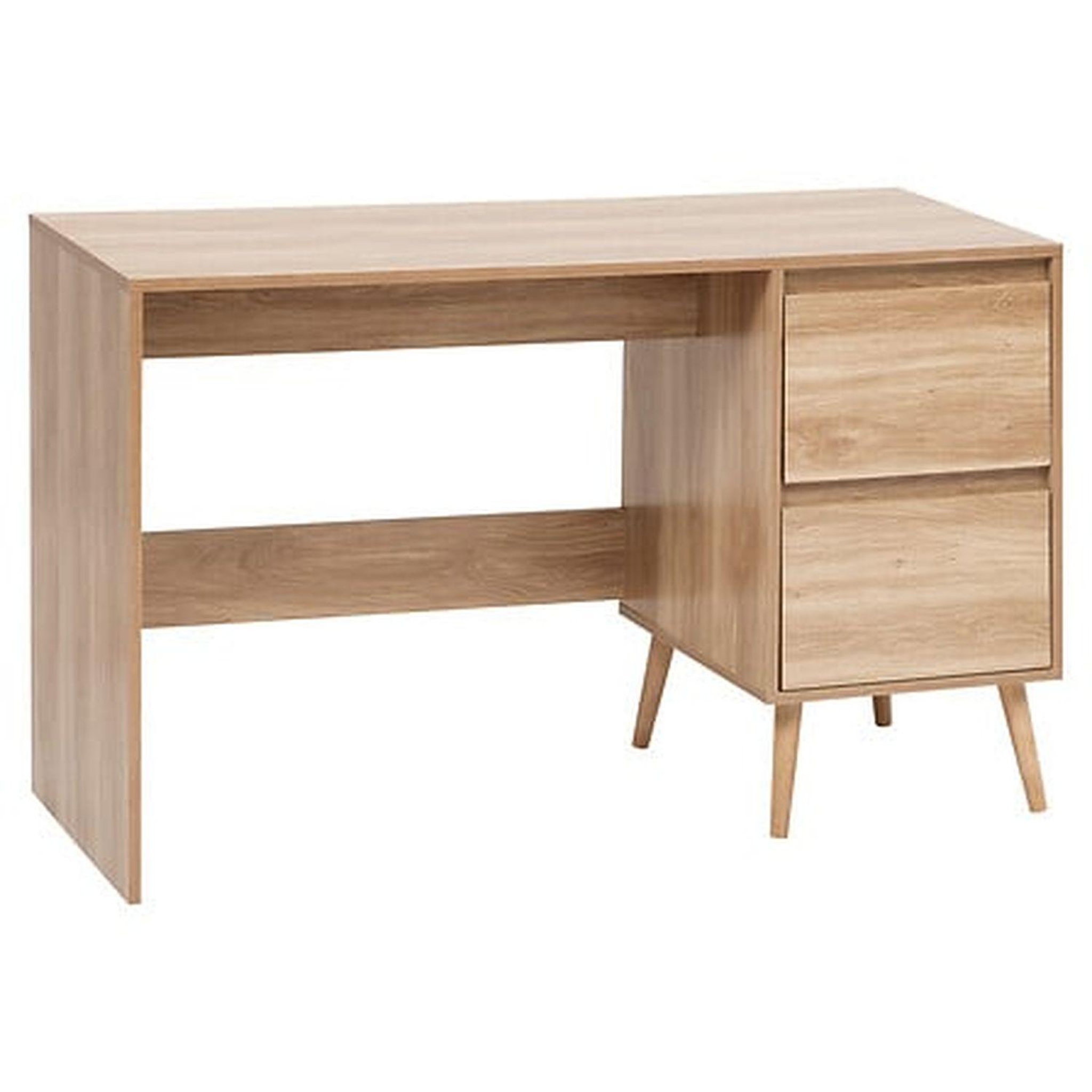 FIVE Bureau 2 tiroirs effet bois abana - beige
