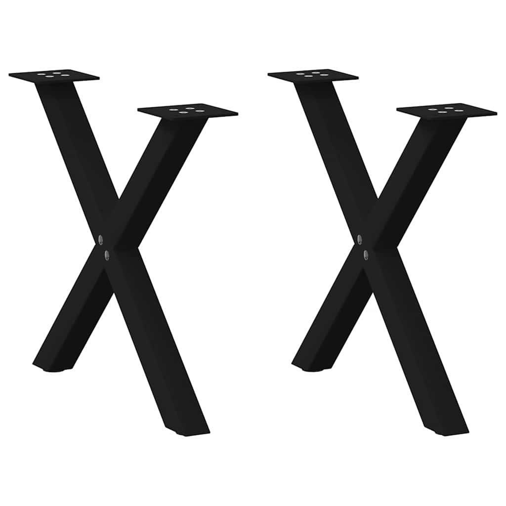 VIDAXL Pieds de table basse forme de X 2 pcs noir 38x(42-43) cm acier