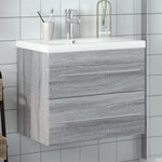 VIDAXL Armoire lavabo de salle de bain avec bassin integre sonoma gris