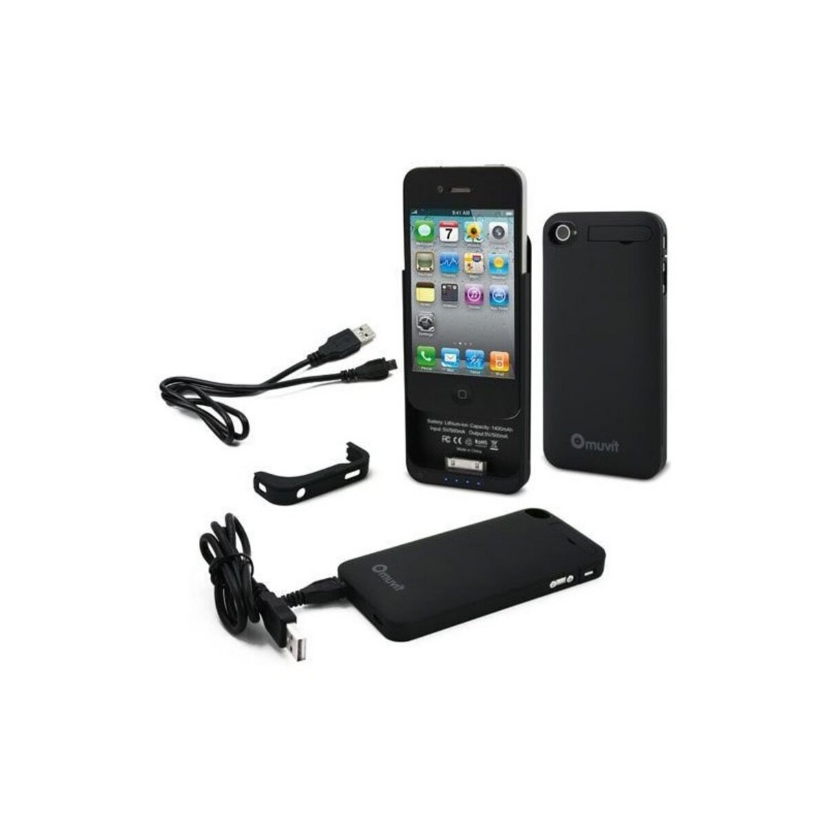 MUVIT Coque batterie 1400 mA iPhone 4/4s