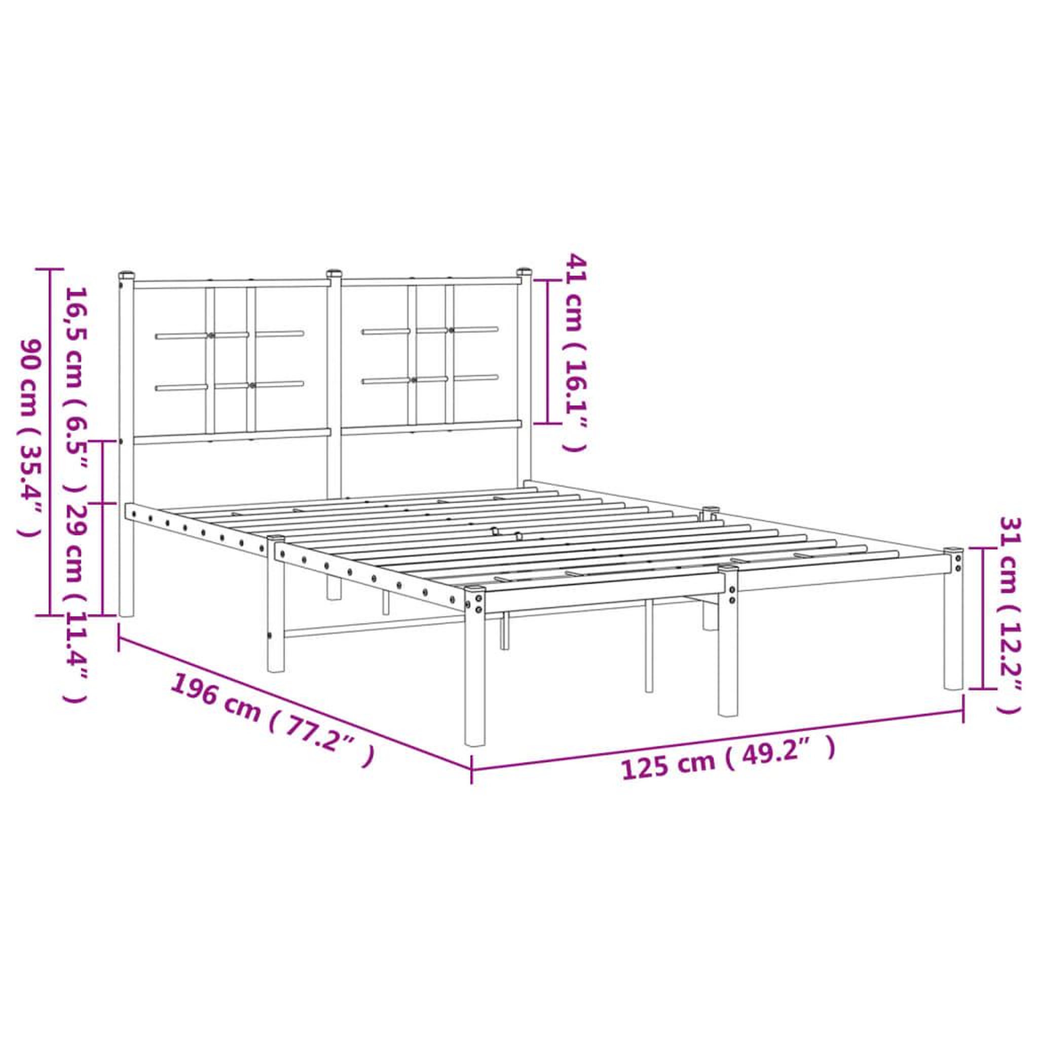 Voir la diapositive 6 : VIDAXL Cadre de lit metal sans matelas avec tete de lit noir 120x190cm