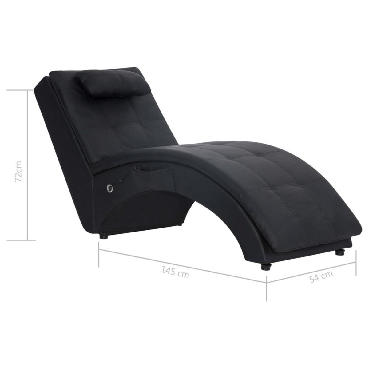 VIDAXL Chaise longue de massage avec oreiller Noir Similicuir