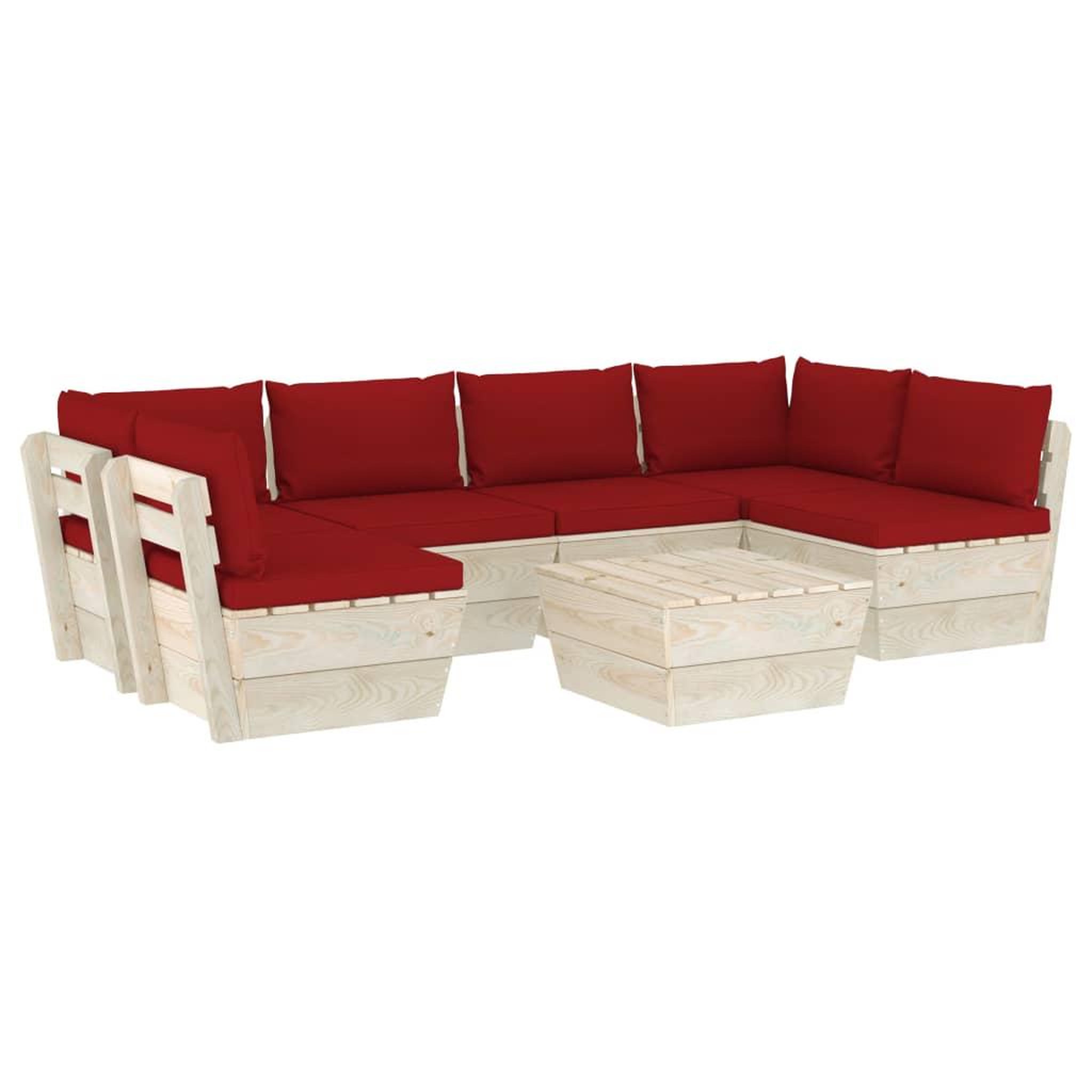 Voir la diapositive 2 : VIDAXL Salon de jardin palette 7 pcs avec coussins bois d'epicea