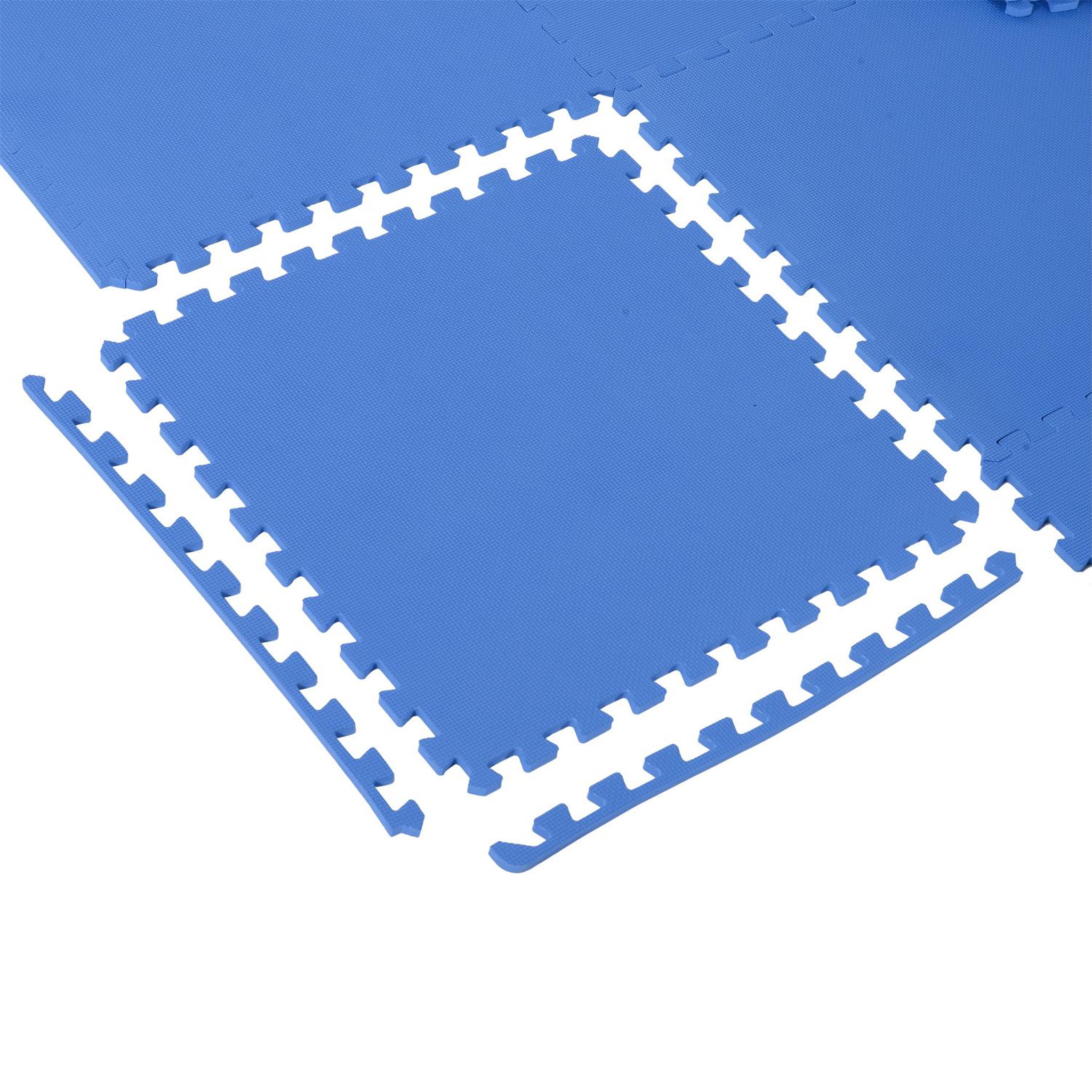 Voir la diapositive 4 : HOMCOM Tapis en mousse de protection sol tapis de fitness 62 cm x 62 cm x 1 cm avec bordures tapis puzzle 25 pièces 9,3 m² de surface bleu