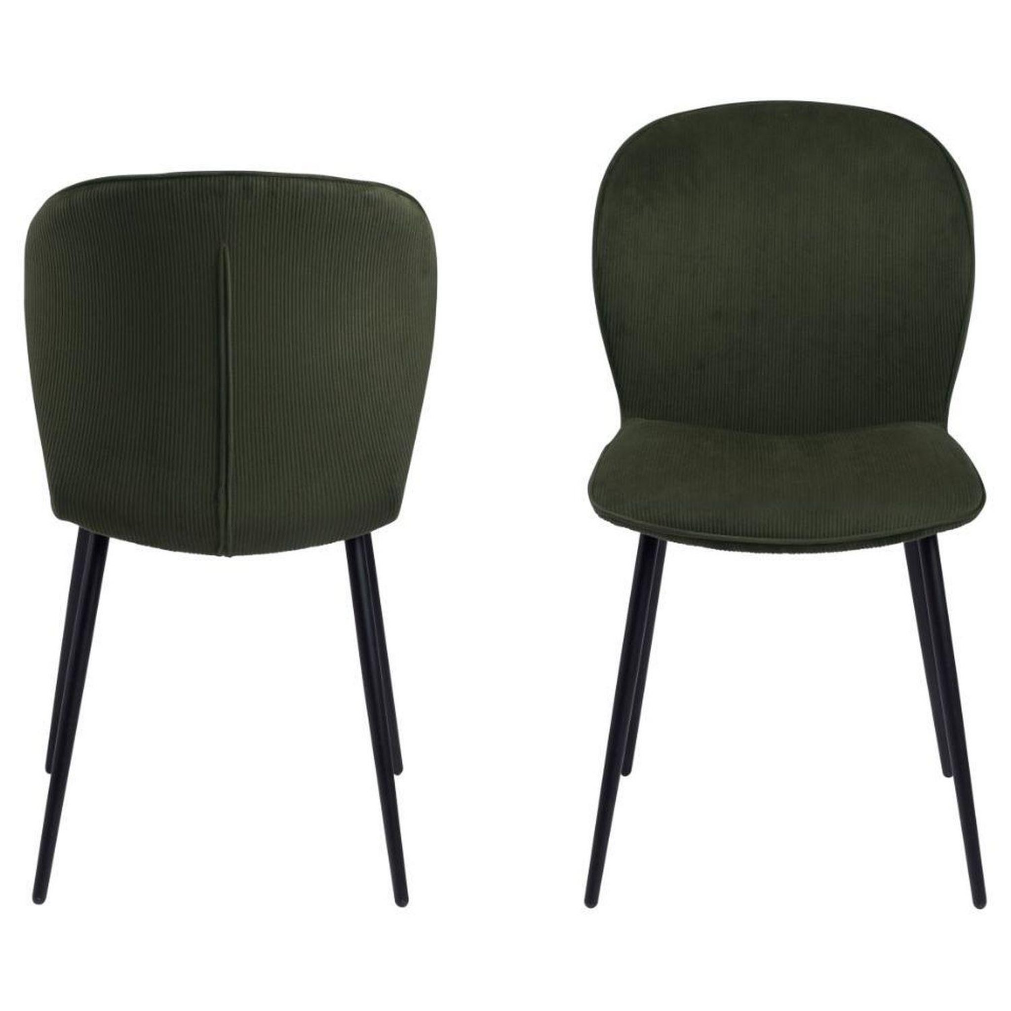 Voir la diapositive 2 : TOILINUX Lot de 2 chaises de salle à manger lina - velours côtelé vert olive