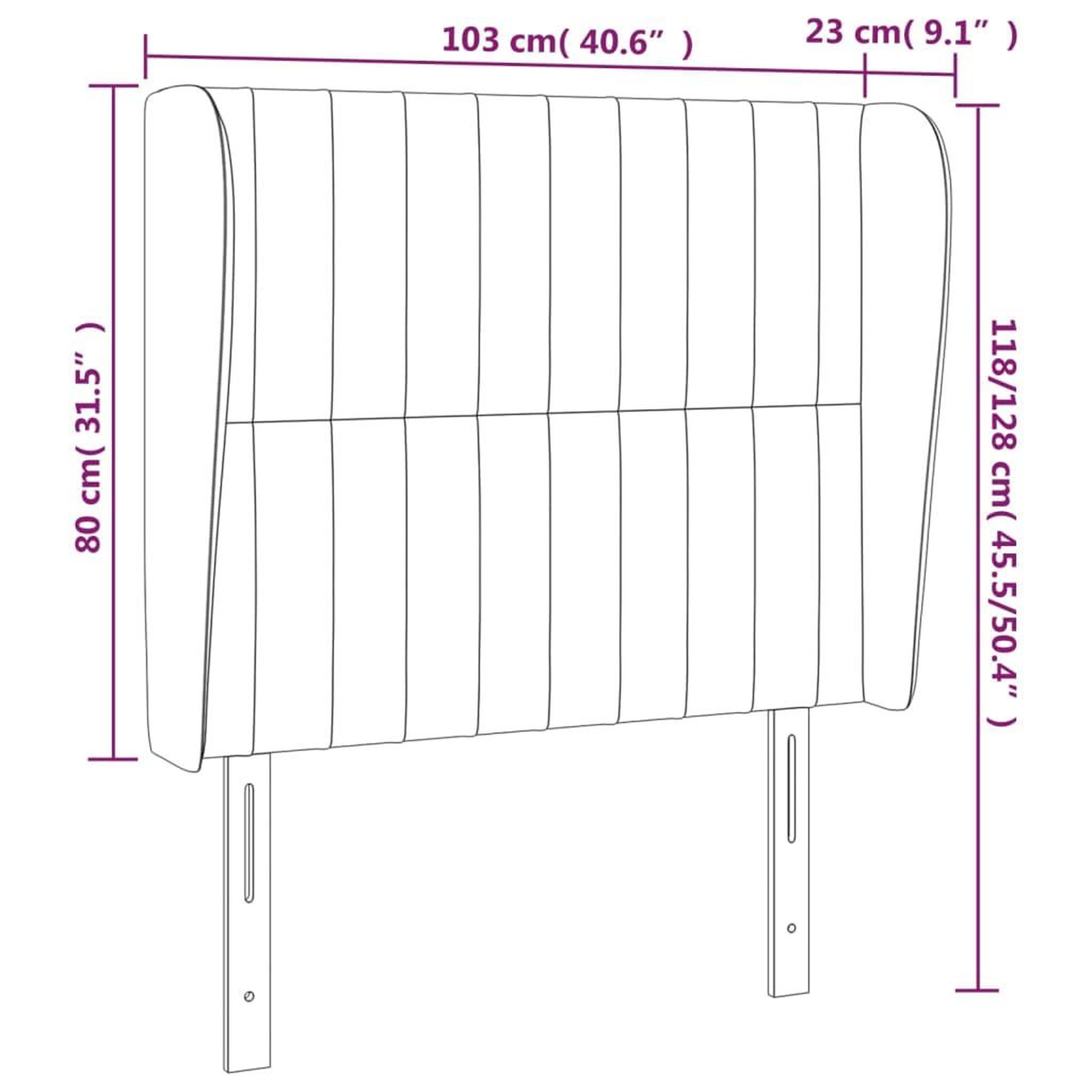 Voir la diapositive 6 : VIDAXL Tete de lit avec oreilles Gris fonce 103x23x118/128 cm Velours