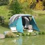 Voir la diapositive 4 : OUTSUNNY Tente de camping familiale 4-5 personnes - tente tunnel 2 portes fenêtres - dim. 4,6 x 2,6 x 1,9 m - bleu gris