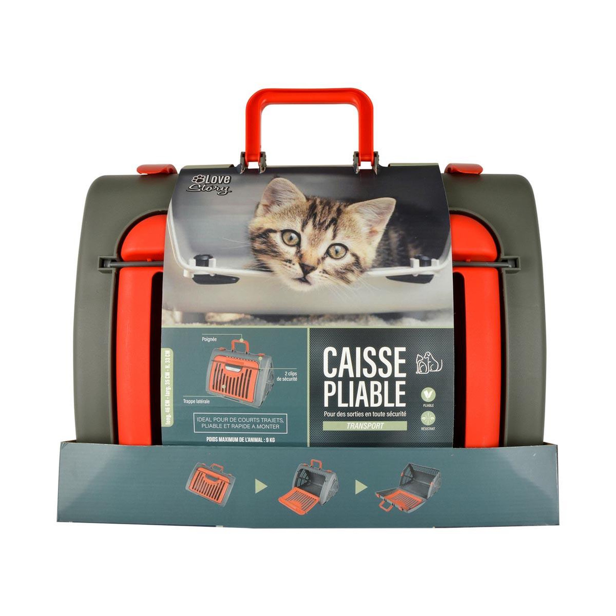 Voir la diapositive 5 : LOVE STORY Caisse de transport pour chat  pliable  46cm rouge