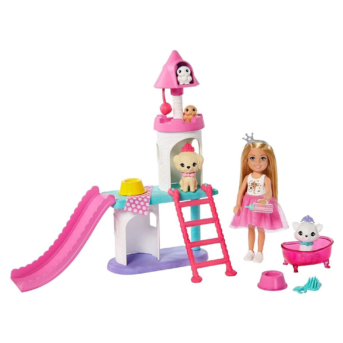 BARBIE Poupée princesse Chelsea blonde et ses animaux - Barbie Princess Adventure