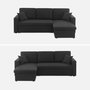 Voir la diapositive 6 : SWEEEK Canapé d'angle convertible en tissu noir - IDA - 3 places. fauteuil d'angle réversible coffre rangement lit modulable
