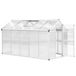 OUTSUNNY Serre de jardin aluminium polycarbonate 5,5 m² dim. 3,03L x 1,83l x 1,95H m fondation lucarne porte loquet