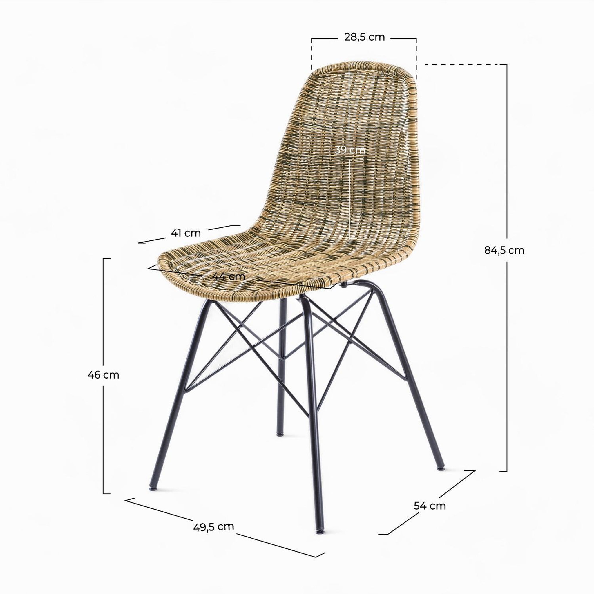 Voir la diapositive 4 : MAISON PAVANE Lot de 2 chaises de jardin en résine tressée marron-tiptur