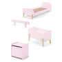 Voir la diapositive 1 : Paris Prix Pack - Lit Enfant, Chevet, Barrière & Coffre  Kiddy  90x200cm Rose