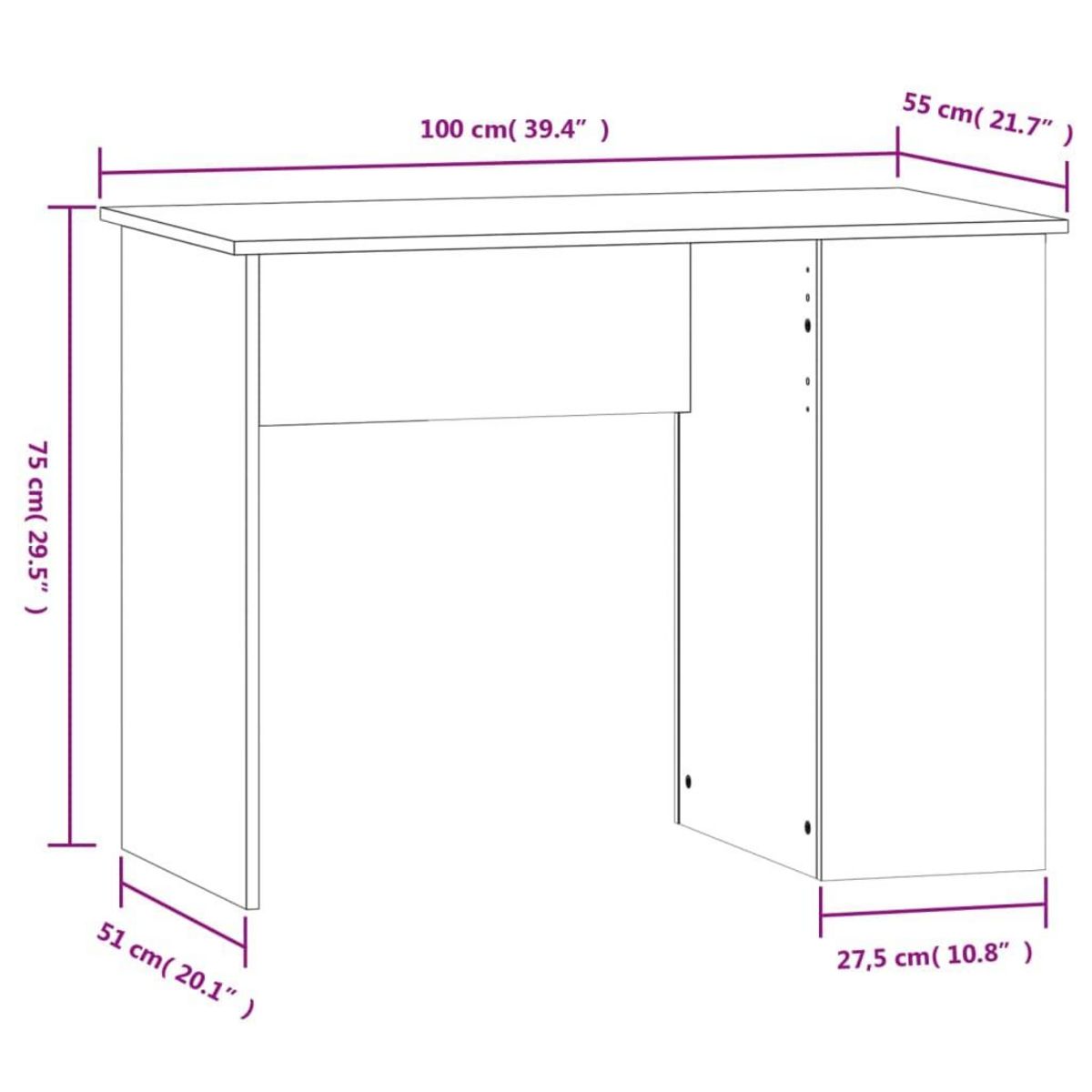 VIDAXL Bureau Gris beton 100x55x75 cm Bois d'ingenierie