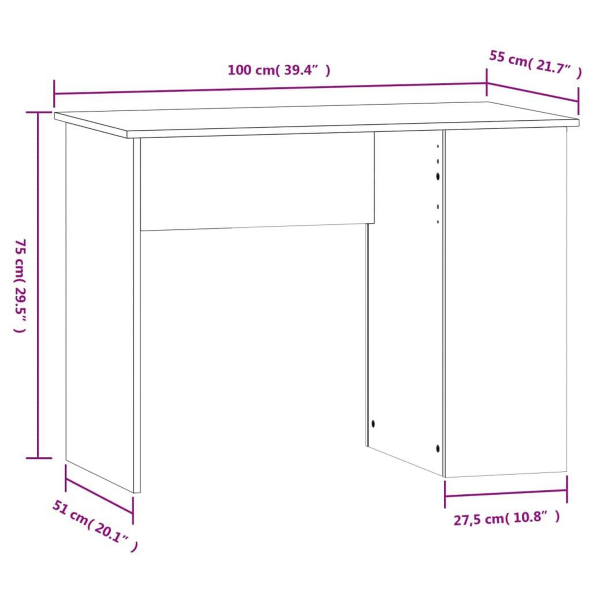 VIDAXL Bureau Gris beton 100x55x75 cm Bois d'ingenierie
