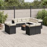 VIDAXL Salon de jardin 12 pcs avec coussins noir resine tressee