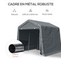 Voir la diapositive 4 : OUTSUNNY Abri de jardin - tente de stockage - abri de vélo - 2 portes zippées - dim. 280L x 240l x 240H cm - métal PE gris