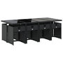 Voir la diapositive 3 : VIDAXL Ensemble a manger de jardin 9pcs coussins noir resine tressee