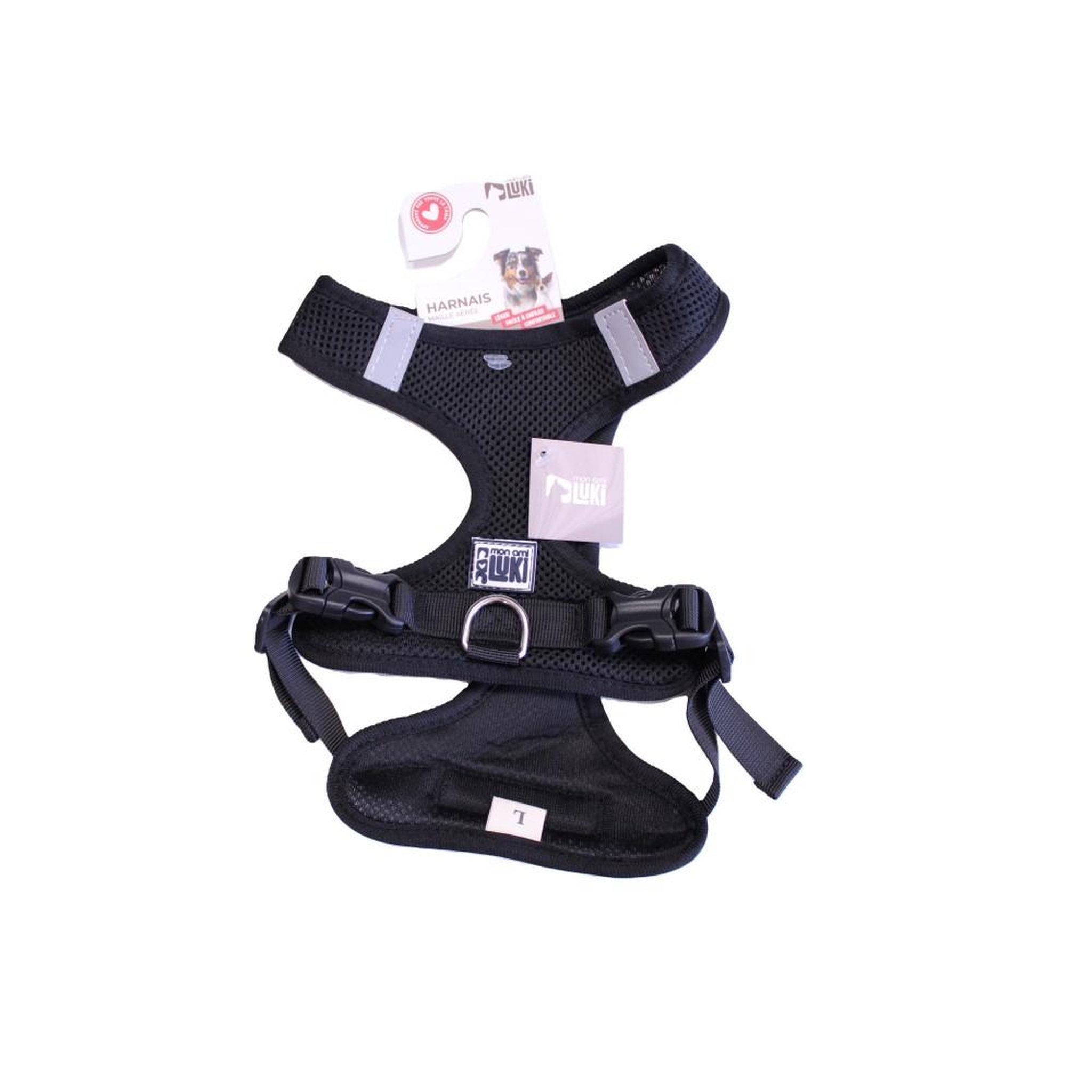 MON AMI LUKI Harnais textile garrot pour chien. Coloris disponibles : Gris, Noir